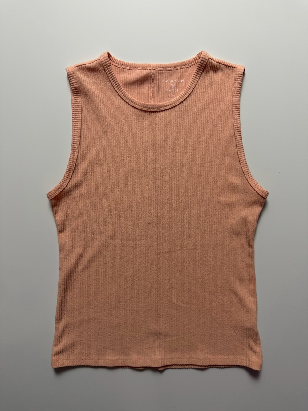 American Eagle Ribbed Tank Top, Peach Orange, Size L